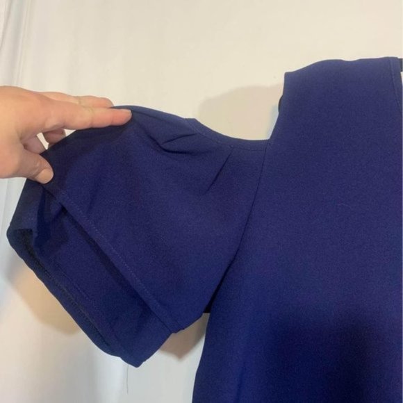 Womans cold shoulder tunic blouse. Fully lined. Key hole back. cobalt blue. LRG - Picture 2 of 10
